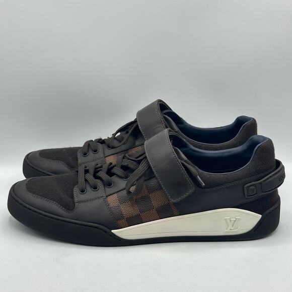 LOUIS VUITTON Elliptic Strap Sneakers Damier Ebene Brown Sz US 10.5 - Picture 4 of 8